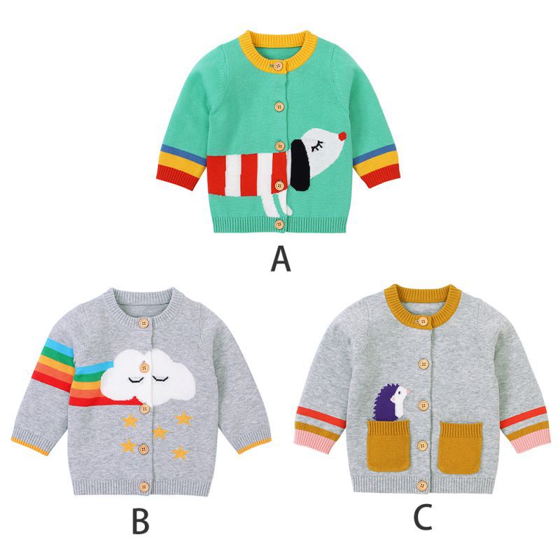 Bebê algodão de malha camisola dos desenhos animados imprimir casual quente outerwear camisa outono inverno para recém-nascidos menino menina cardigan roupas