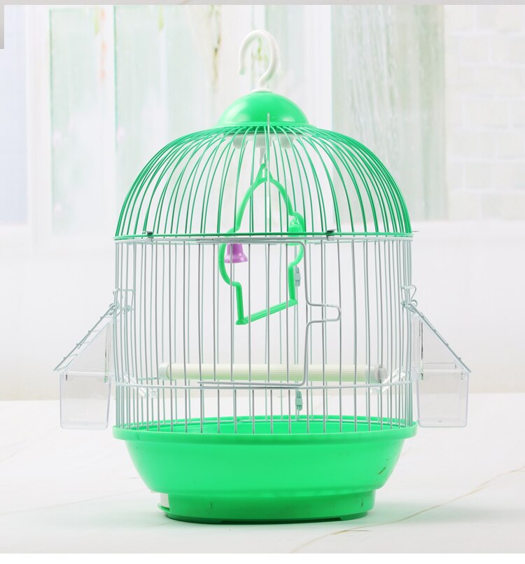 Jaula de pájaros pequeña, redonda, Piel de Tigre, perla, loro, jaula metálica para pájaro, accesorios de jardín, decoración para exteriores, colgante para casa: green