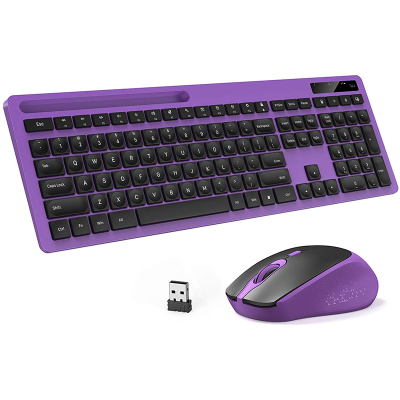 SeenDa 2,4G USB kabellos Tastatur mit Telefon Halfter für Computer Laptop Slinet Tastatur und Maus einstellen für Fenster iOS Android: lila