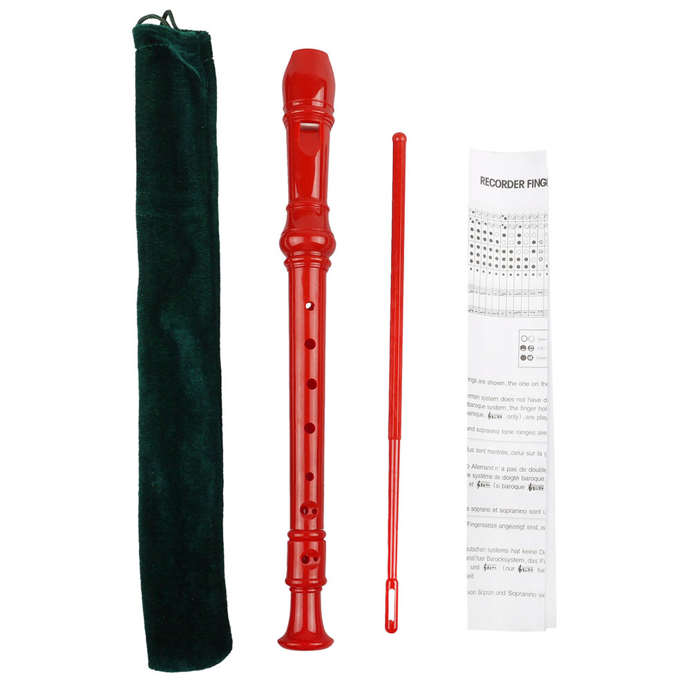 8 Holes Soprano Recorder Long Flute Instrument for Children Educational Musical Tool Kids Beginners Soprano Recorder Woodwind: Red