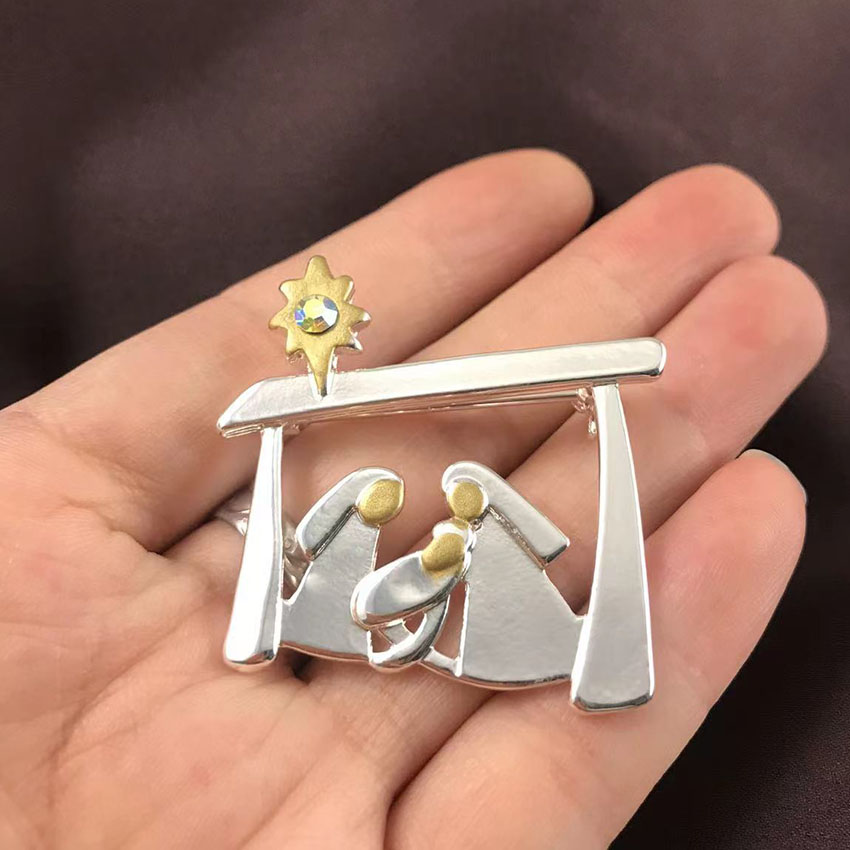 creatieve ontwerpbroche voor kerstcollectie als een kind geboren Memorial Pins