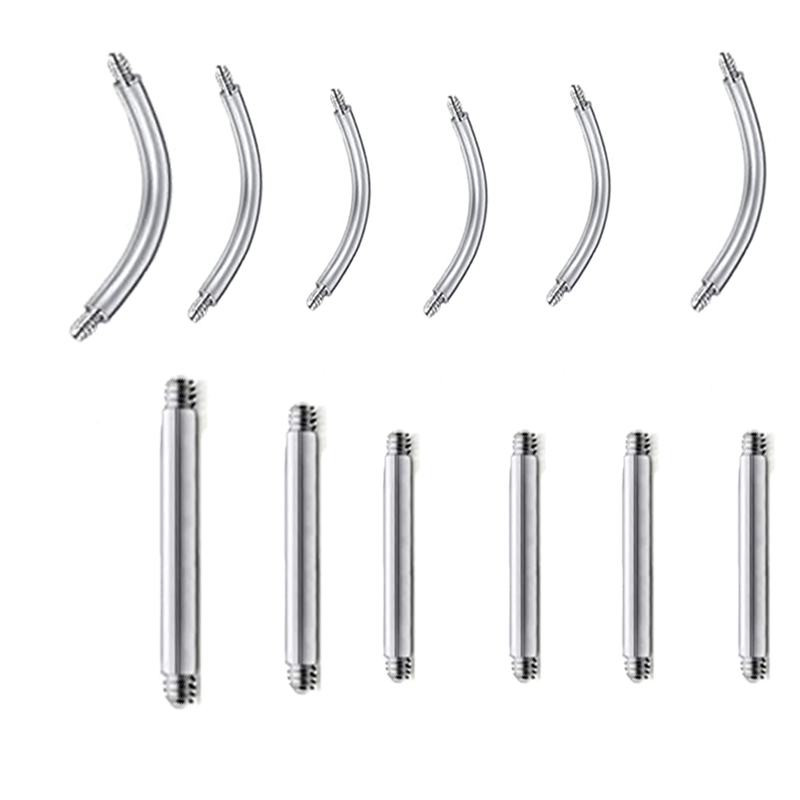 20 pezzi di ricambio Labret bilanciere accessori per piercing barra dritta barra piegata 14g 16g gioielli per il corpo in acciaio inossidabile fai-da-te