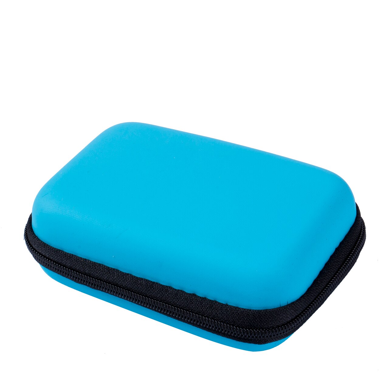 Bærbart rejsehovedtelefon øretelefon øretelefon kabel opbevaringspose taske hårdt etui indsæt flashdrev: Himmelblå