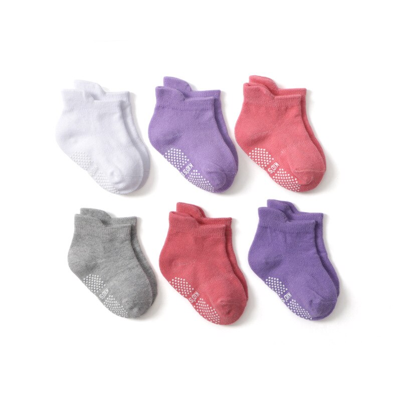 6 Paar/set Kids Baby Meisje Sokken Anti-Slip Baby Boy Sokken Elastische Gebreide Katoenen Sokken: TWS0646