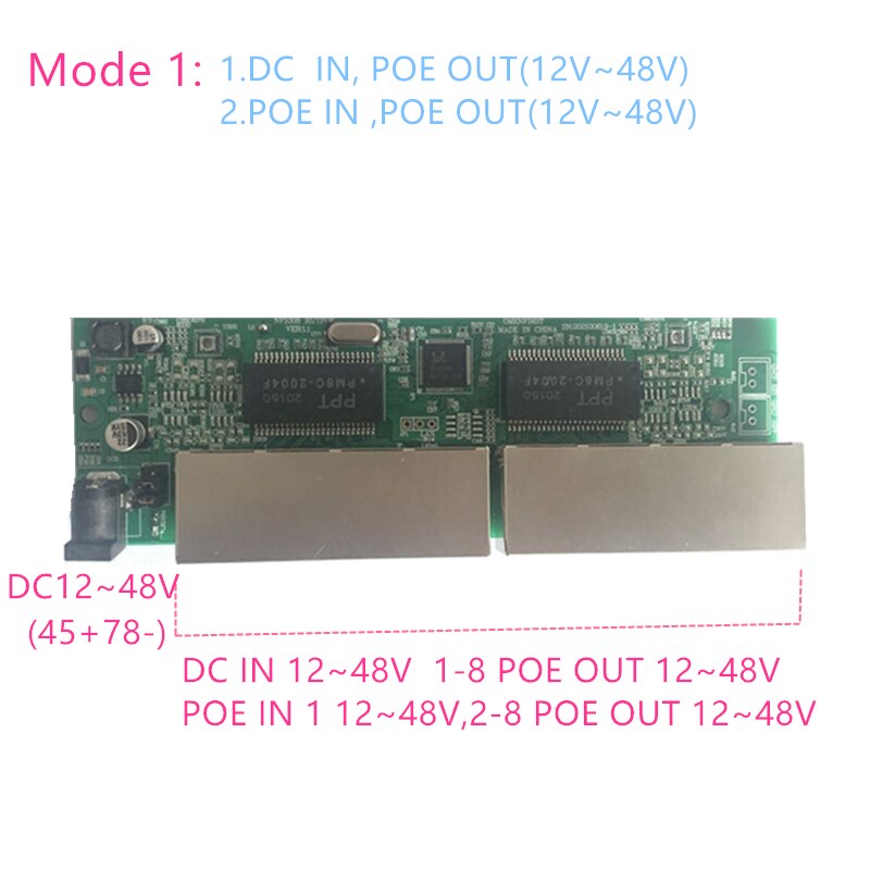 umkehren Energie Bock poe schalter POE in/aus 5V12V24V48V 100mbps 802,3 beim/AF 45 + 78- DC5V ~ 48V Farn serie Kraft POE48V12V24V: 1-8POE in-aus5-48V