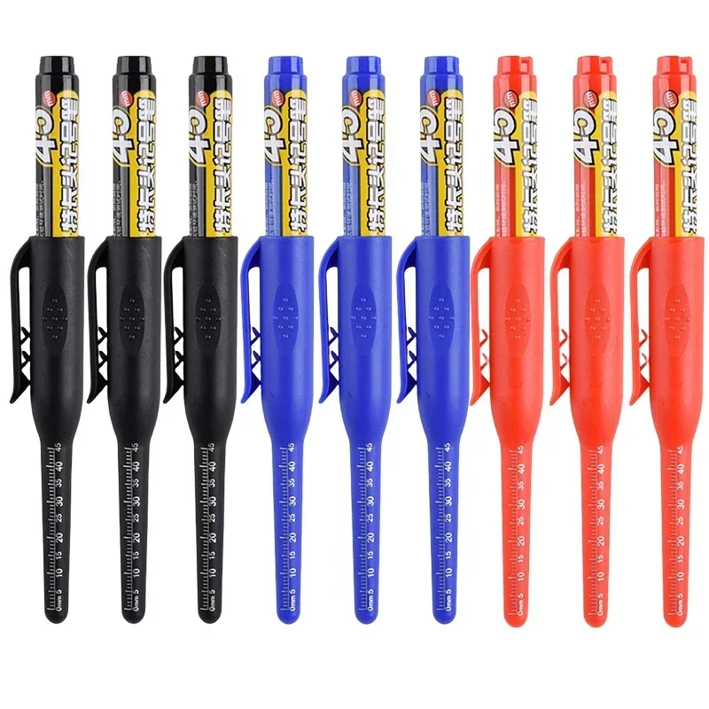 12-1 Uds. Rotuladores multiusos de 45mm de profundidad con agujeros, puntas largas, rotuladores impermeables para baño, carpintería, bolígrafos de carpintero de cabeza larga: Lavanda