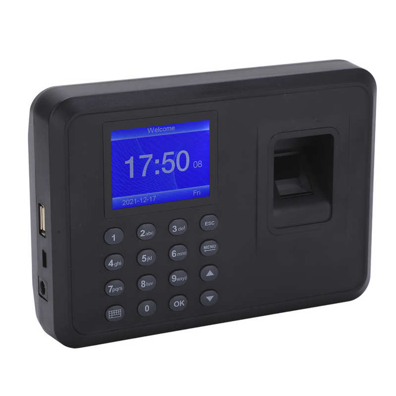 Time Clock Fingerprints Attendance Machine Waterproof Password AC100‑240V Voice Prompt DC5V/1A 2.4in TFT Screen for Company