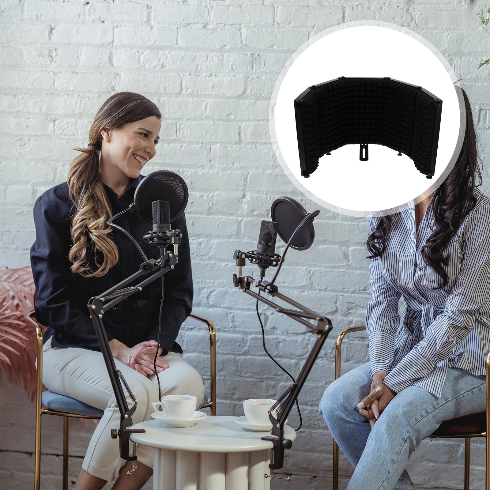 Foldable Microphone Screen Sound Absorbing Vocal Recorder 5Panel Portable Acoustic Isolation Microphone Shield Sound-Proof Plate