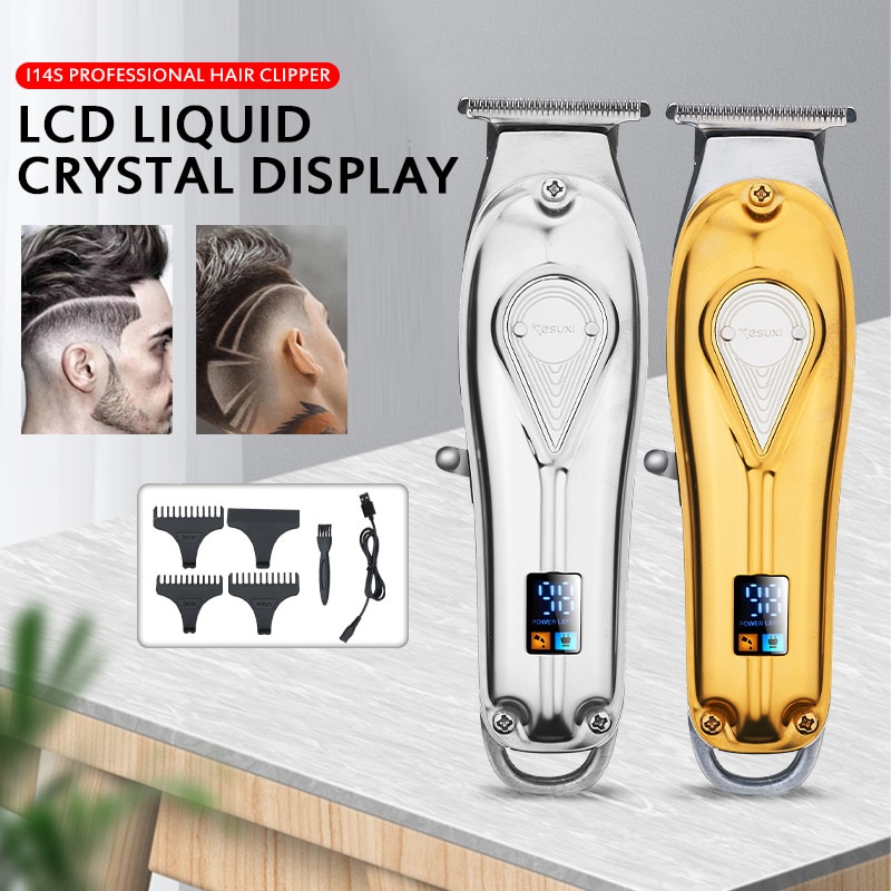 1 st bärbar metall elektrisk hårklippare t-formad extern trådlös trimmer vattentät trådlös uppladdningsbar