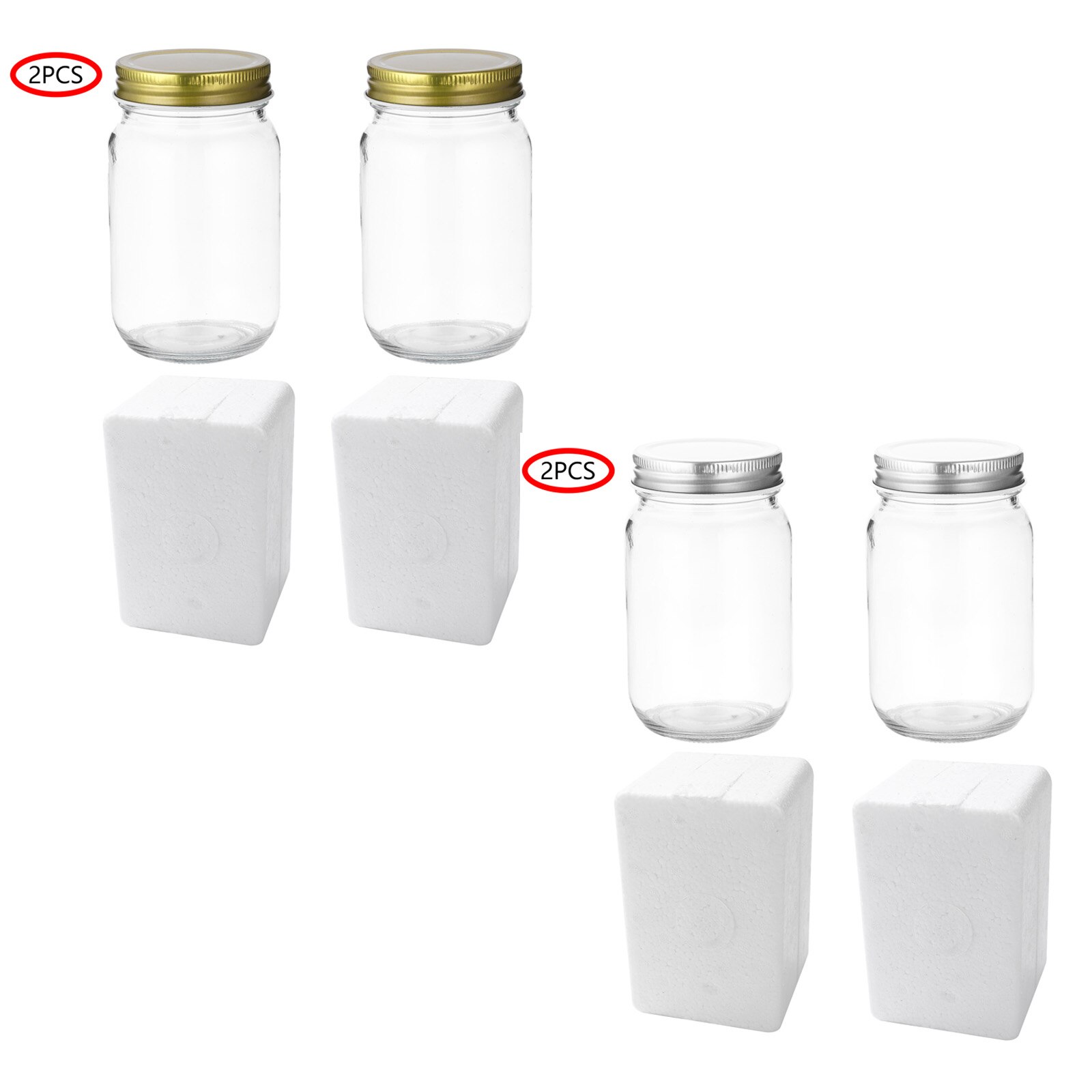 2 Transparent Glass Jars Airtight Leakproof Canning Bottle Reusable Mason Drinking Jar with Lid Jam Honey Food Storage Container