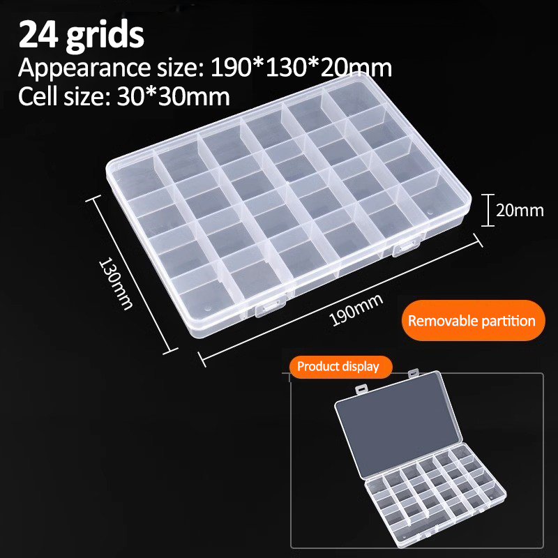 Transparante plastic doos Grote capaciteit Compartiment Organizer Box Onderdeel Gereedschapskist Meercellige materiaal Model Accessoires Opbergdoos: Blauw