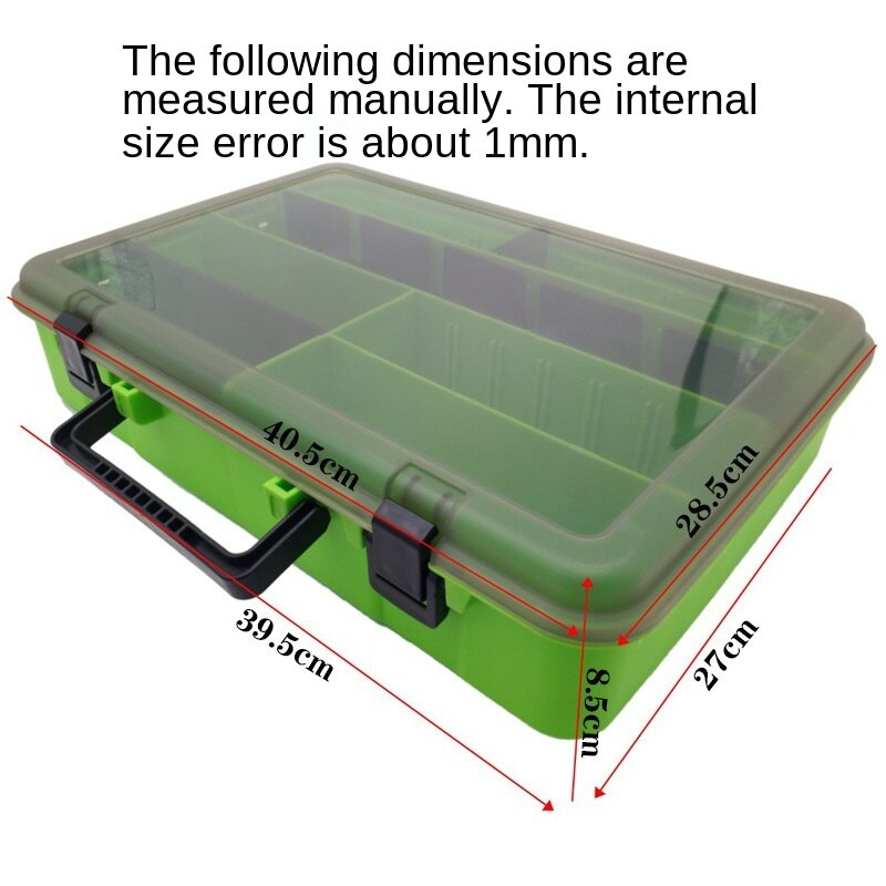 Cajas de aparejos de pesca portátiles, herramienta de señuelo de sedal de carrete de Pesca, gruesa, duradera y grande, caja de almacenamiento multifunción, 40,5X28,5X8,5 cm