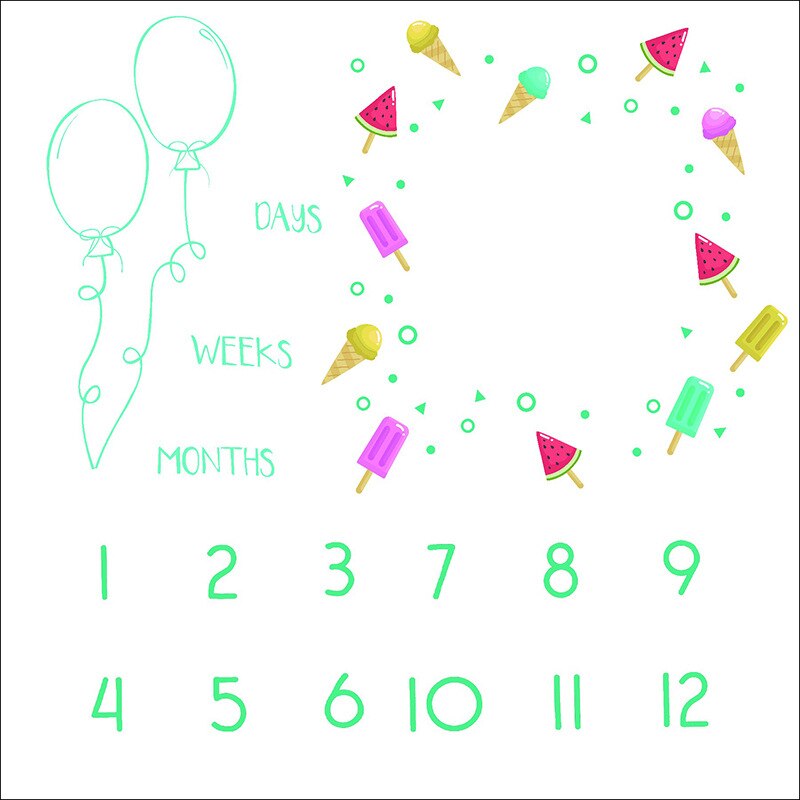 Baby Milestone Foto Props Achtergrond Dekens Dier Patroon Baby Speelmatten Achtergrond Doek Kalender Foto Accessoires Nordic: EF-96