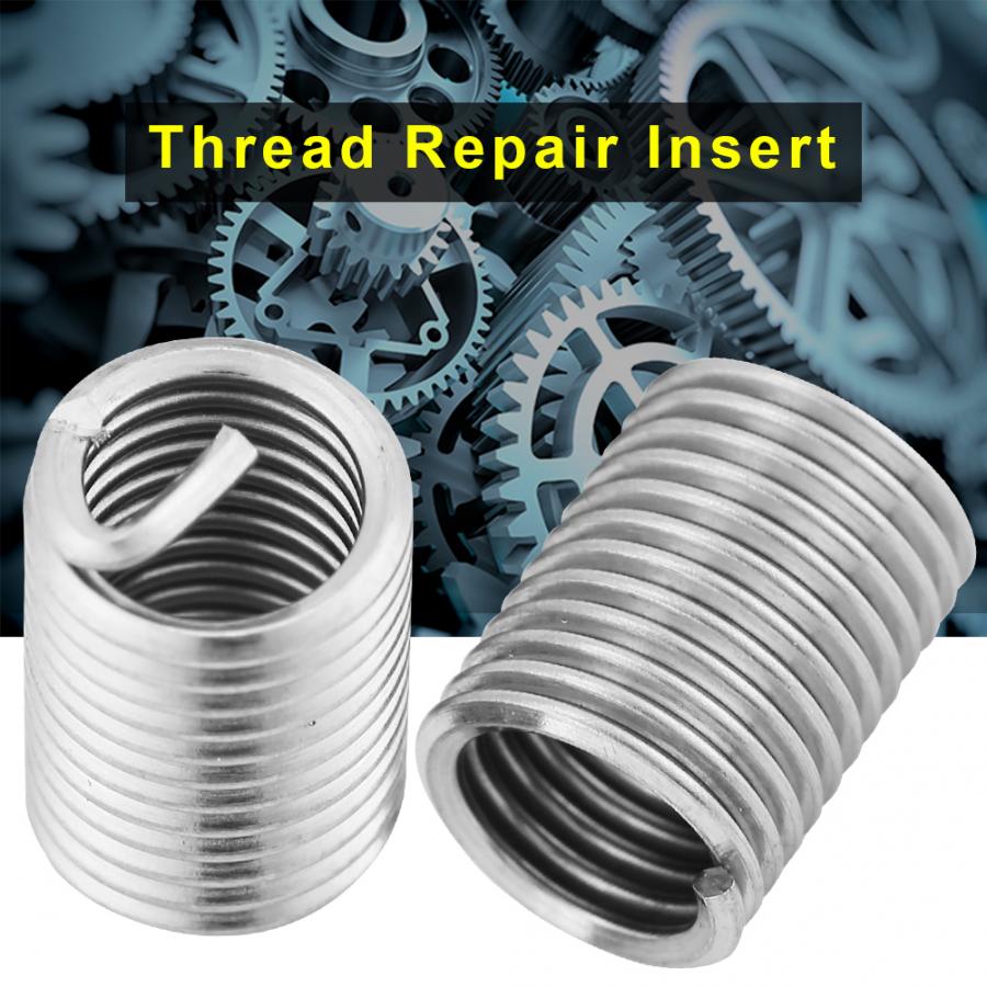 50Pcs Thread Repair Insert Stainless Steel Coiled Wire Helical Screw Thread Inserts Thread Repair Insert M6 x 1.0 x 2. Length