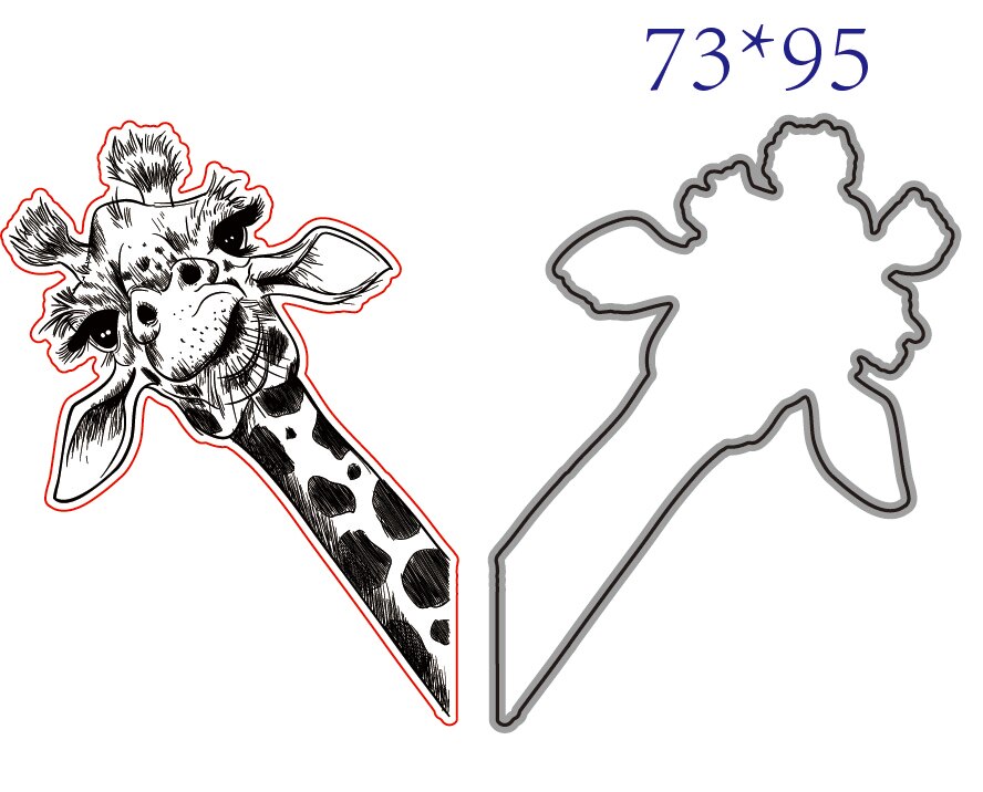 9x6 giraffe head ransparent Clear Stamps Metal cutting die Silicone Seals for DIY scrapbooking photo album Card Making