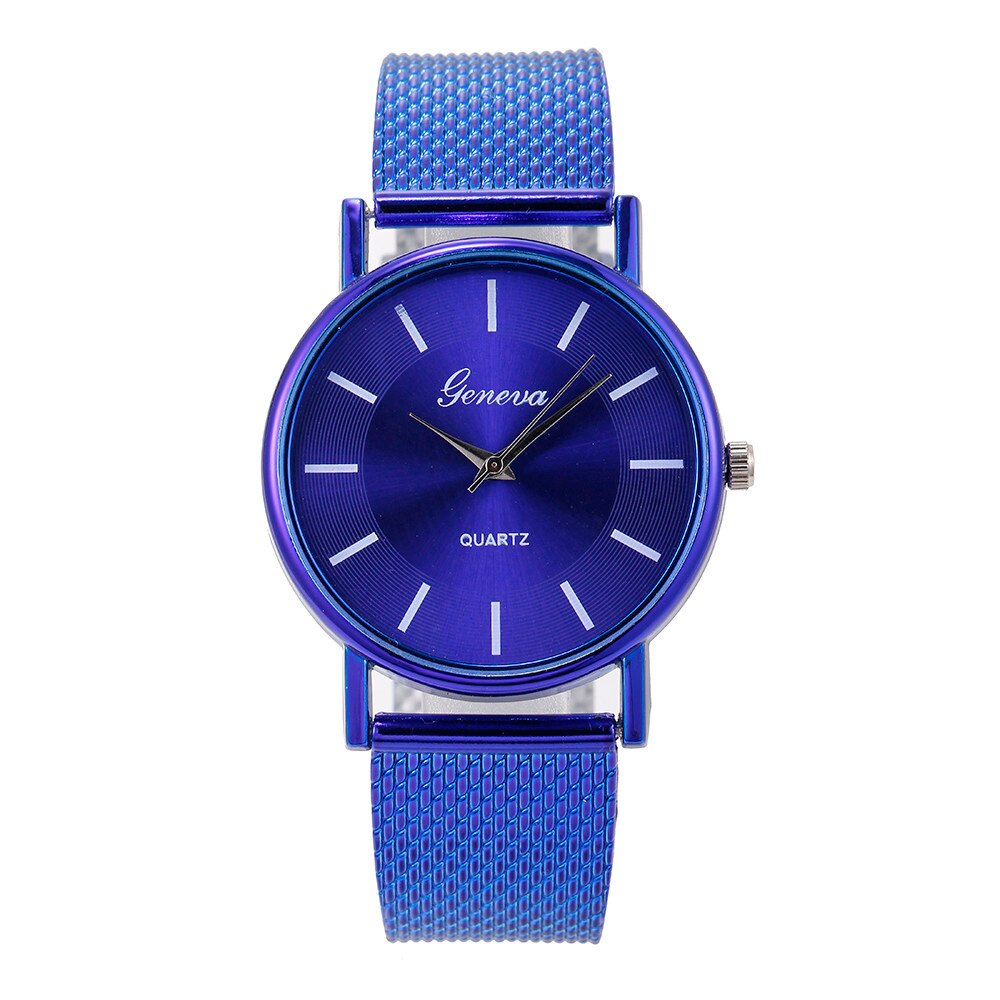 Grossiste nouvelle Montre à Quartz Femme haut de gamme verre bleu vie distingué Montre Femme Simple Montre de Reloj: Blue