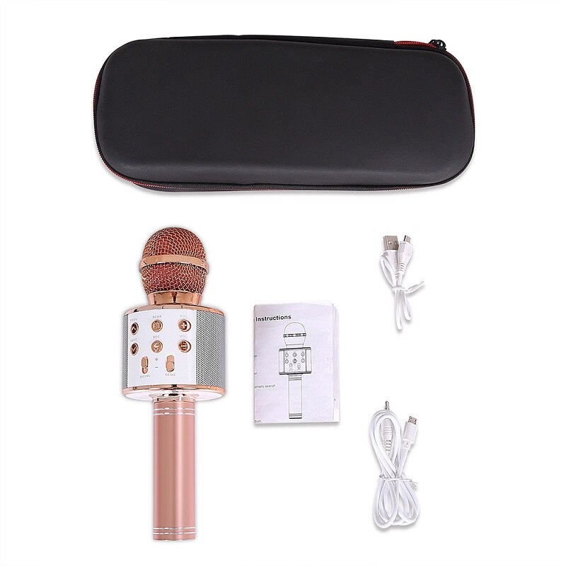 WS858 Microphone sans fil Bluetooth haut-parleur karaoké Version haut de gamme micro KTV lecteur téléphone Mike pour ordinateur scène conférence: Rose gold