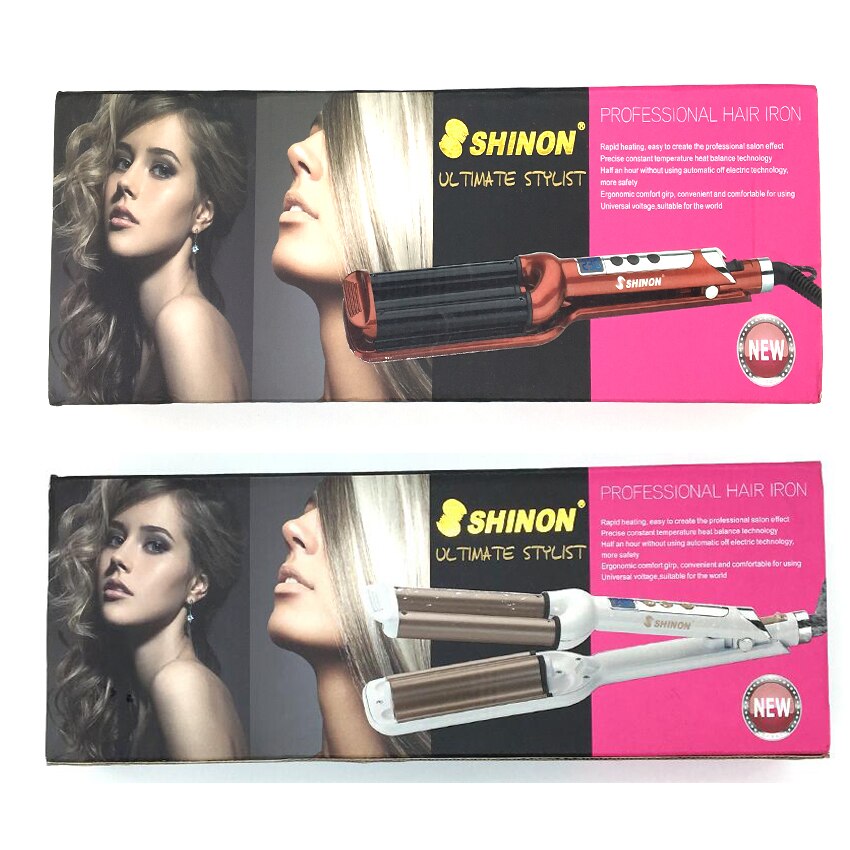 3 vaten lcd-schermrollen keramische drievoudige krultang haargolfijzer krullen diepe golven krultang haarpermanent