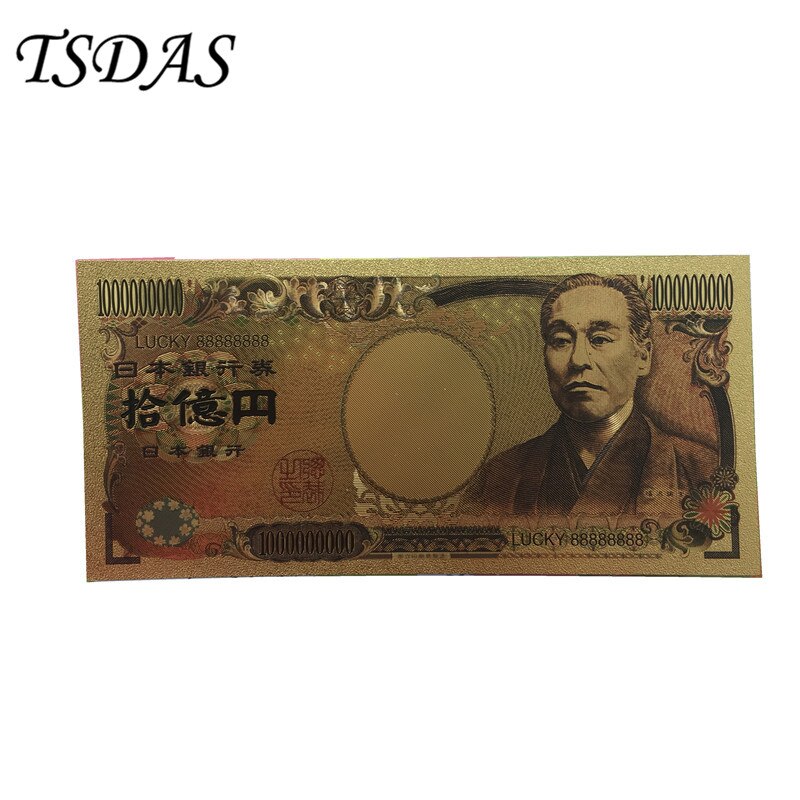 24k Gold Plated Banknote Japan 10000 Yen Gold Foil Note Fancy Collectable Banknotes Value 10pcs/lot: 1 Billion