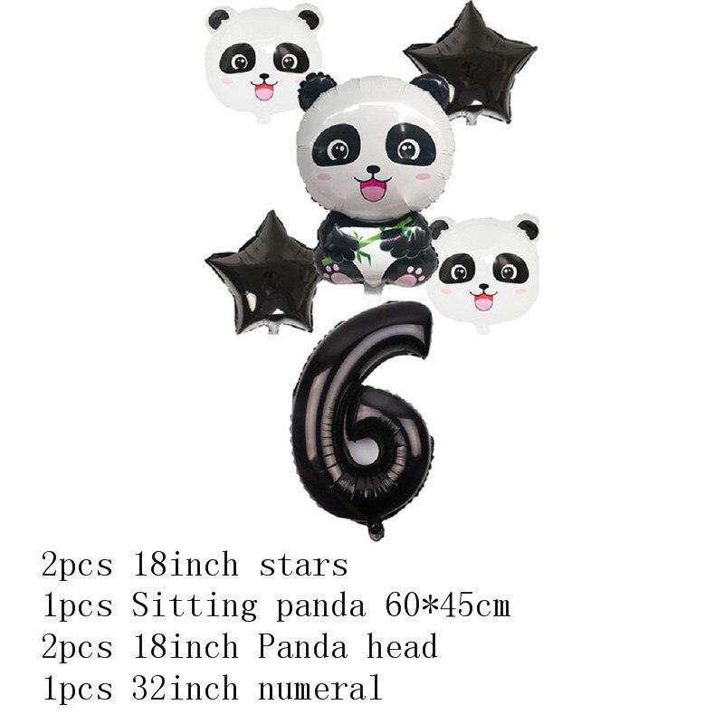 Panda Birthday Balloon Panda Banner Helium Foil Star Number Balloons Birthday Party Decoration Kids Animals Figures Aluminum: Balloon-Panda-6