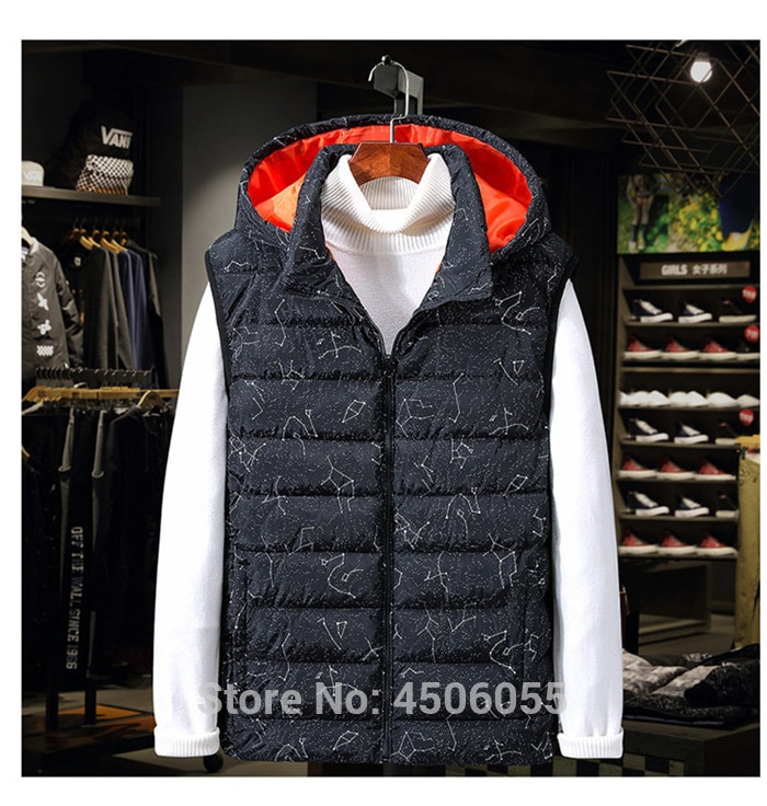 Vest herre ærmeløs jakke vest sort blå hættetrøjer vinter stor størrelse 7xl 8xl 9xl 10xl tyk mand vindjakke homme varm frakke: Sort vest / 8xl