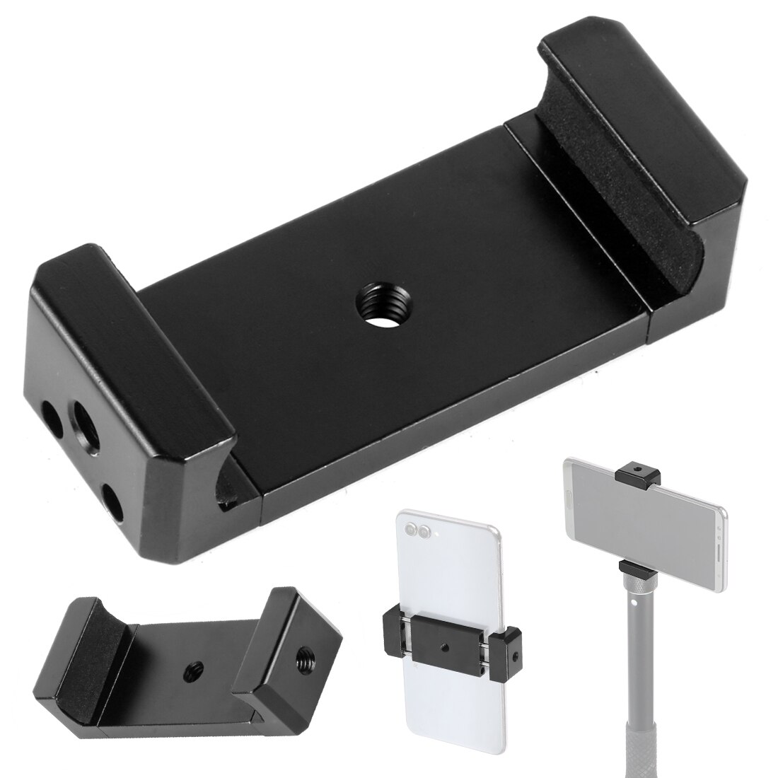 Selfie Stick Tripod phone tripod mount Head Bracket Mobile Phone Holder Clip For Phone Flashlight Microphone With Spirit level: 3x Screw Holes