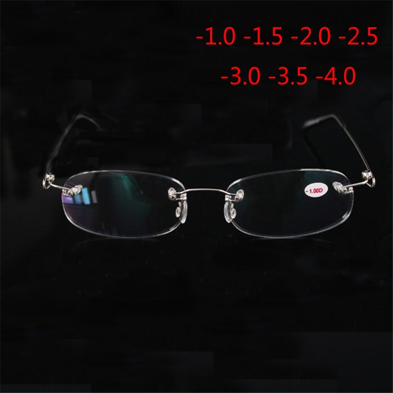 Gafas de resina sin marco para miopía, lentes ultralivianas en caja para miopía, para hombre y mujer, 1,0-1,5-2-2,5-3-3,5-4,0