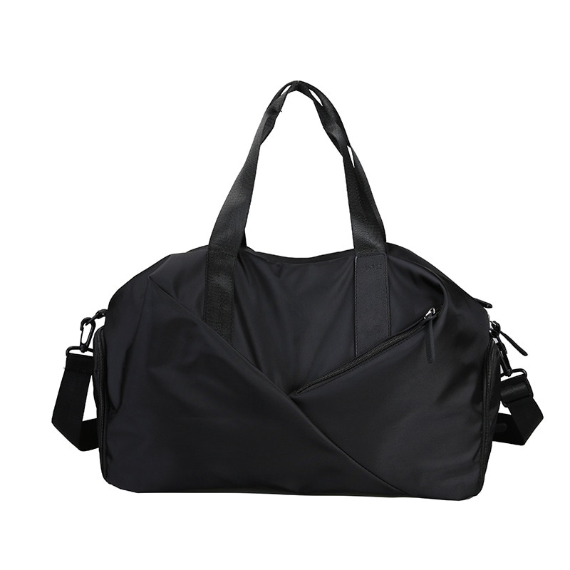 Luggage bag portable travel bag multi function independent shoe position dry wet separation waterproof exercise fitness bag: black