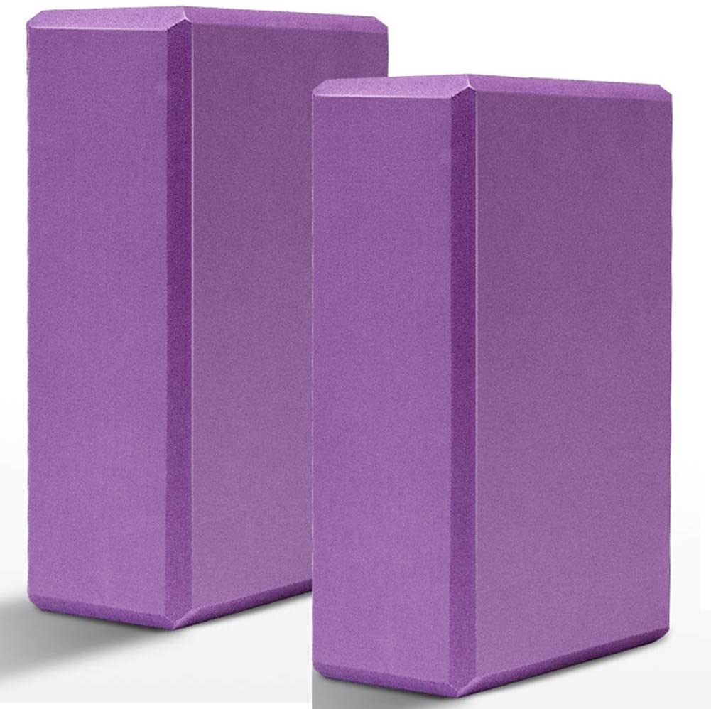Yoga Blocks 2 Pack Set High Density EVA Foam Block Balance Pad for Fitness, Pilates Stretching Exercise