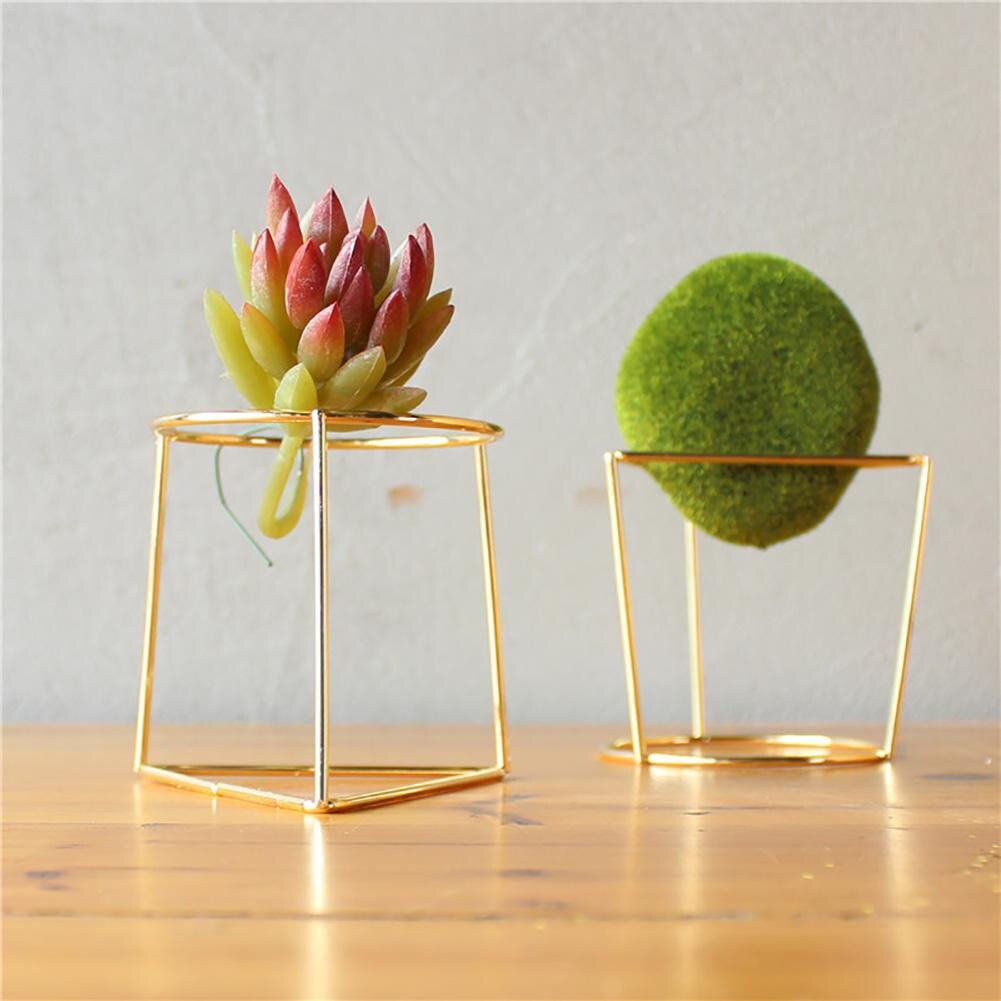 Plant Receptacle Flower Stand Rustic Style Iron Freestanding Hanging Metal Geometrical Circle Upper Bottom ShapeAir decoration