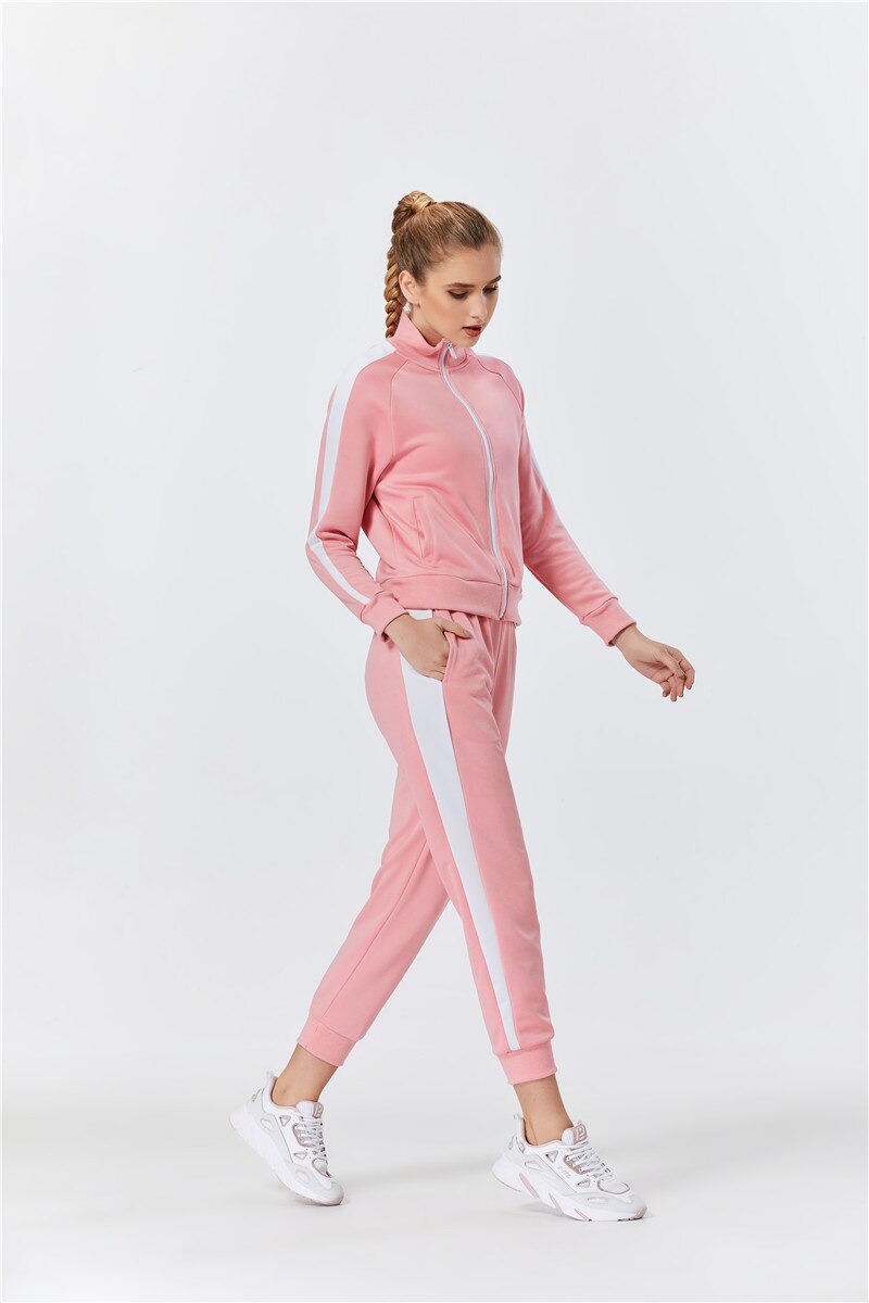 Raibaallu gestreepte effen pakset dames trainingspak 2- delig sportoutfit joggingsweatshirt fitness lounge sportkleding
