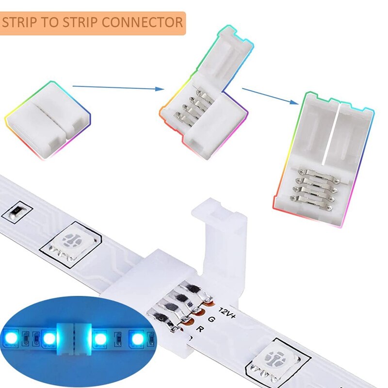 LED Strip Connector Kit 4-Pin Connector 10 Mm Solderless Connector Complete Kit Suitable For LED Strip Quick Connection