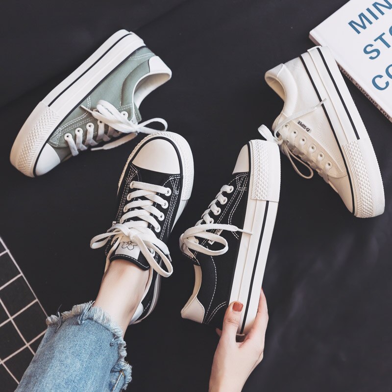 Woman Platform Shoes Women Shoes Casual Solid Canvas Sneakers Classic Women Casual Shoes Sneakers White