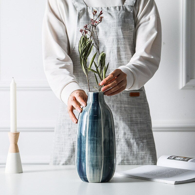 1pc blauwe bloemenvazen met een minimalistische keramische vaas, een waterplantcontainer, een pot voor huisdecoratie en een hydrocultuur plantenbak.