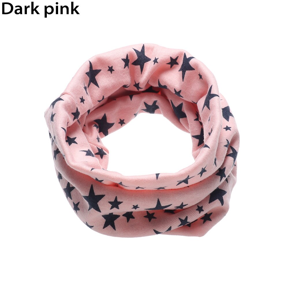Børn unisex varmt bomuld tørklæde stjerner trykt snood udendørs hals varmere vindtæt lang krave tørklæder 9 farver: Mørk lyserød