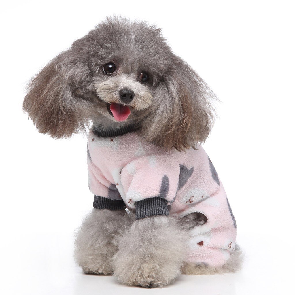 Coelho bonito dos desenhos animados imprimir quente velo pequeno roupas para cães animais de estimação macacões camisola gato cachorro inverno vestuário 208