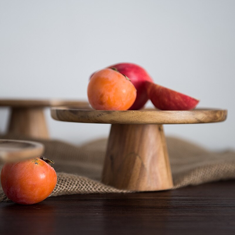 Wooden Cake Tray With Elevated Food Tray Ecological Natural Wooden Dessert Fruit Snack Tray Home Decor  