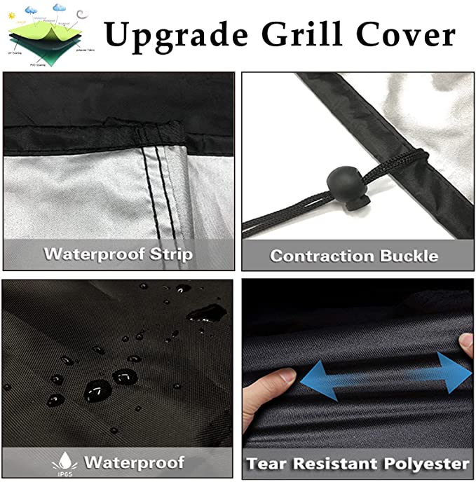 Waterdichte Bbq Cover Grill Cover Anti Dust Regen Gas Houtskool Elektrische Barbeque Tuin Grill Bescherming Outdoor 5 Maten Black Blk
