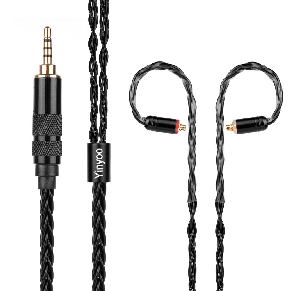 Cable negro plateado de 8 núcleos Yinyoo 2,5/3,5/4,4mm Cable equilibrado con MMCX/2PIN para BLON BL-03 BL-05 BL05 ZS10 AS10 ZSX C12