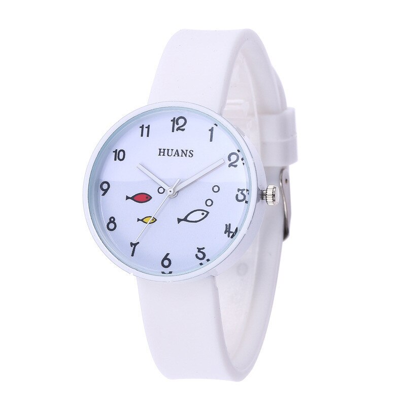 Top Brand Huans Kinderen Horloges Voor Vrouwen Meisje Clcok Kinderen Quartz Horloge Eenvoudige Kleine Verse Siliconen Kinderen horloge: WHITE