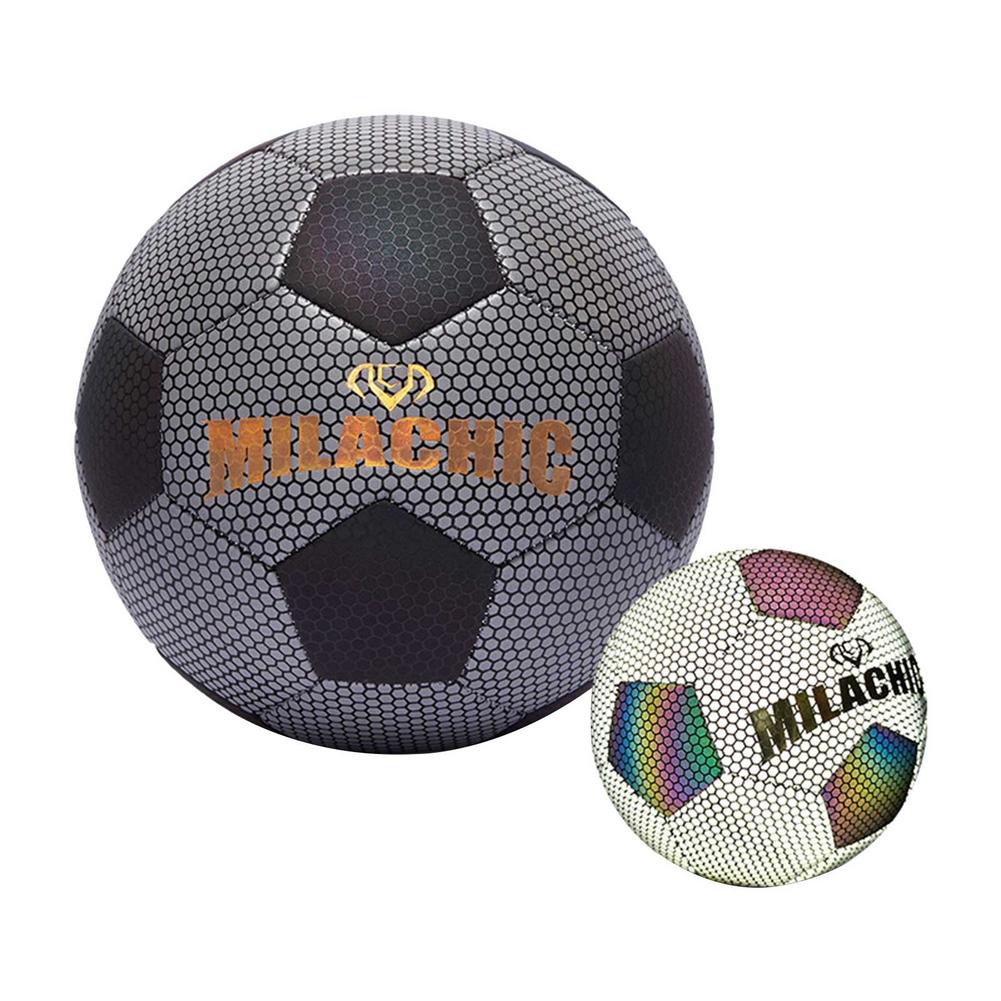 Glowing Soccer Ball - Size 4/5 - Reflective PU Material - Machine Stitched - Kids Training Ball: 5