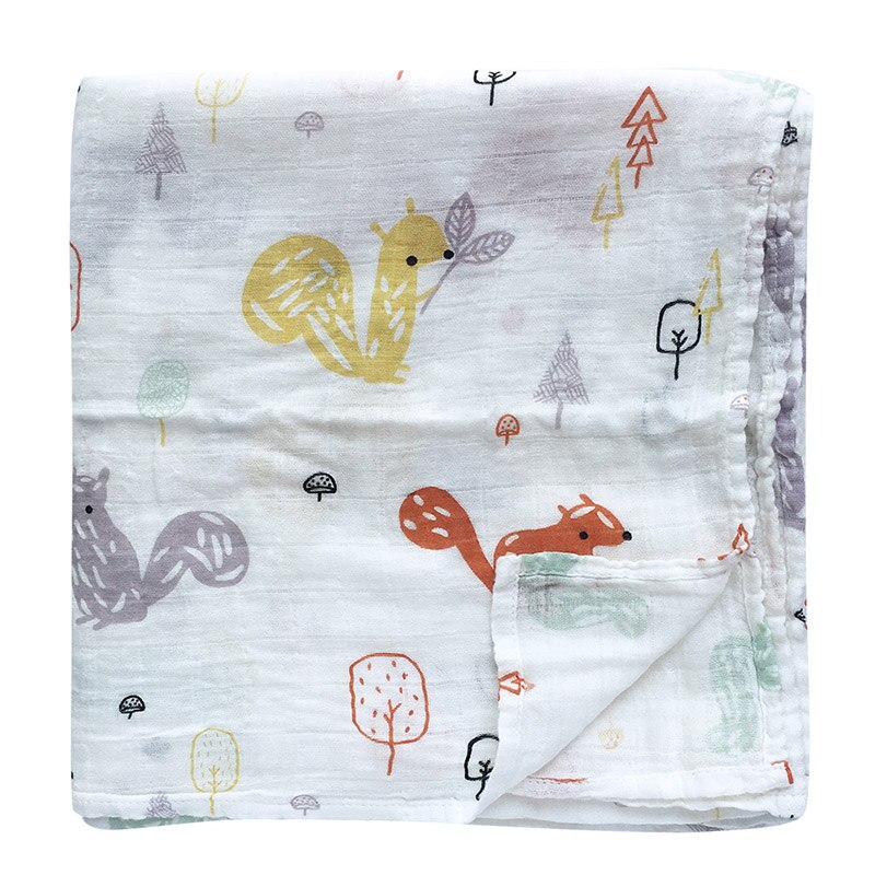 Baby Swaddle Wrap Soft Bamboo Cotton Blanket For Baby Stroller Use Cute Cartoon Baby Blanket 120*120cm