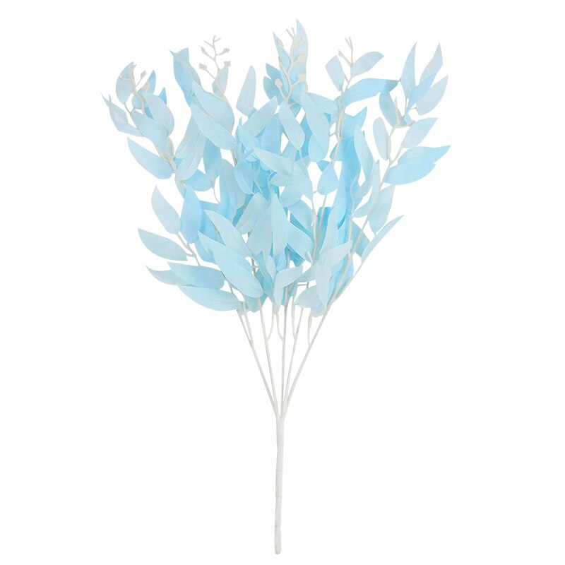 Ramo de hojas de sauce Artificial de seda, 52cm, hojas verdes, flores, decoración para sala de estar, arreglo, suministros de boda: B05 light blue