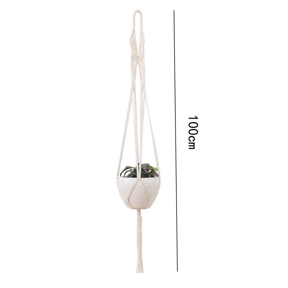 Macrame planteophæng kurve urtepotteholder balkon vægophæng plantekasse indretning knyttet løftereb hjem havetilbehør: C