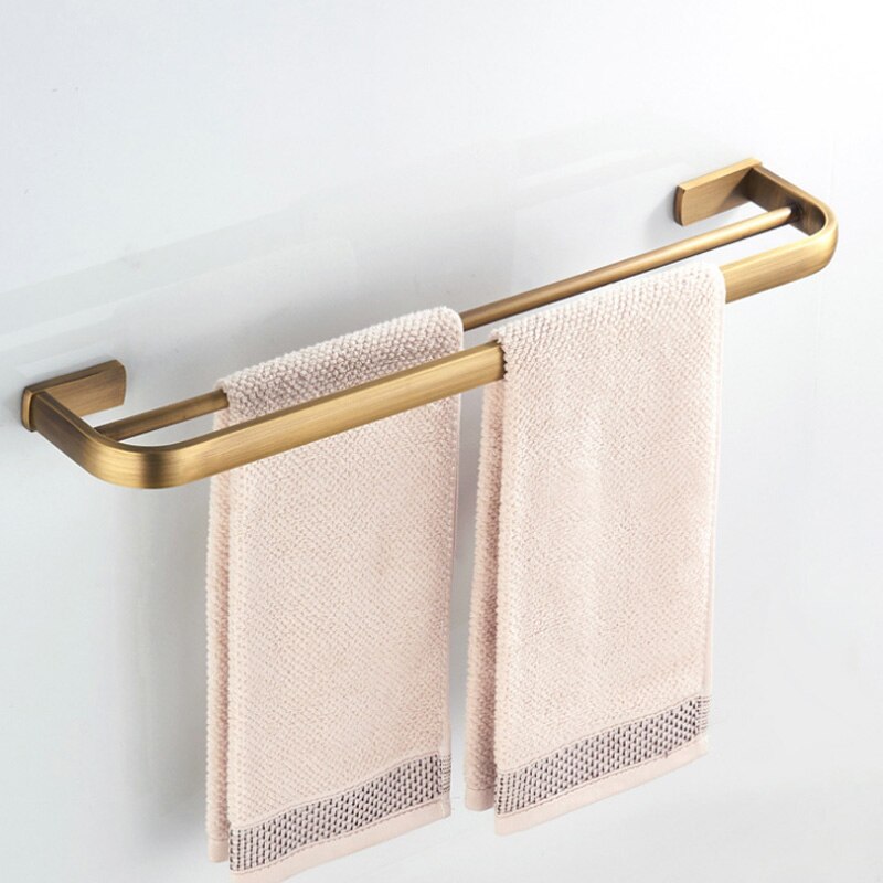 Toallero de baño blanco de latón , colgador de toallas doble montado en la pared, estante para Lavaroty, cocina, baño, Hotel, 57 CM: Bronze
