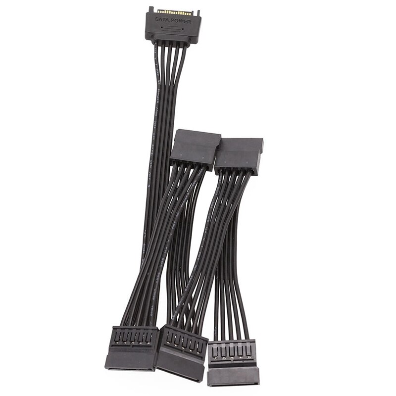 (2PCS) 15 Pin SATA Power Extension Hard Drive Cable 1 Male To 5 Female Splitter Adapter Hard Disk Expansion Cable (3TF)