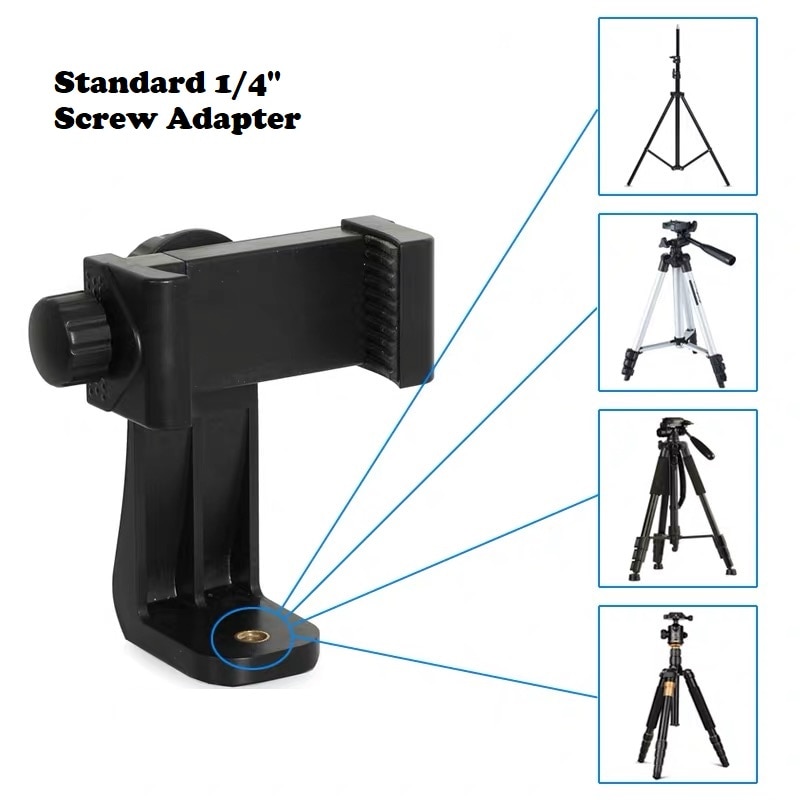 Universal Phone Tripod Mount Adapter Cellphone Clipper Stand Vertical 360 Degree Adjustable Holder For Cell Smart Phone camera