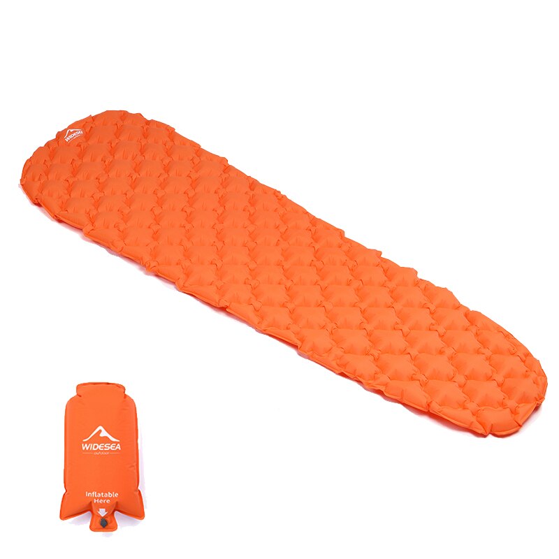 Widesea Camping Aufblasbare Matratze in Zelt Falten Lager Bett Isomatte Picknick Decke Reisen Luft matt Camping Ausrügestochen: Orange mit Luft Tasche