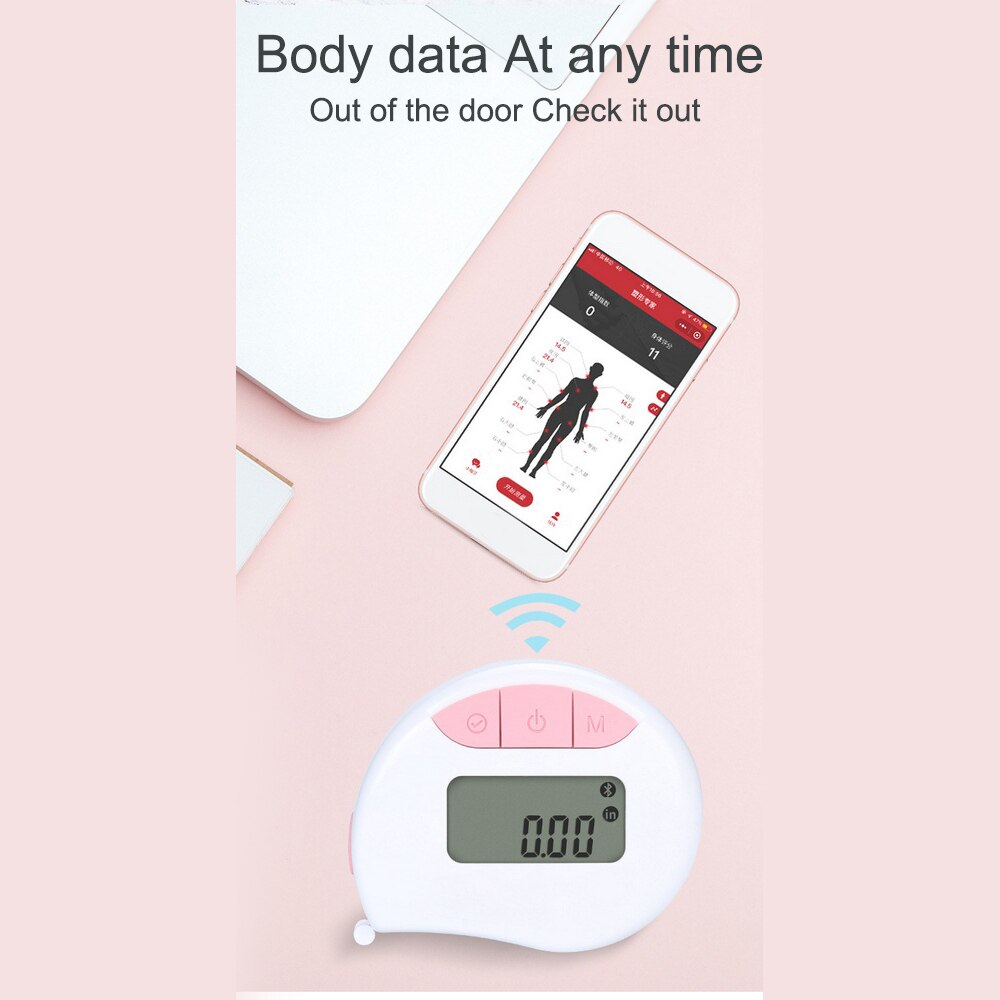 Bluetooth APP Digital Body Tape Measure 150cm LED Electronic Health Band Tape Ruler Circumference and Linear Measure Mode Body