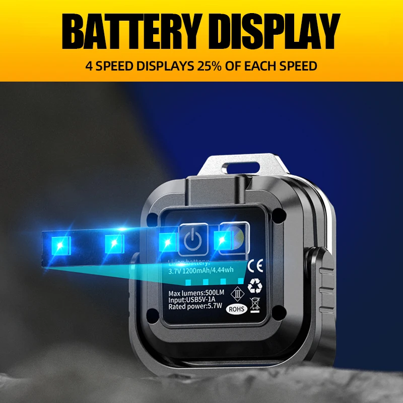 MINI LED Flashlight 8 Modesre Adjustable Portable Work Light Tail Magnet Rechargeable Camping Lantern COB Emergency Light